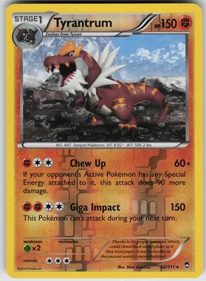 Tyrantrum 62/111 Rare NM Reverse Holo - XY - Furious Fists - Image 1 of 2