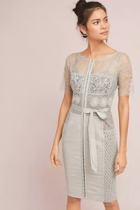 Anthropologie Byron Lars Carissima Etuikleid Spitze grau 20W $ 258 Neu mit Etikett - Bild 1 von 4