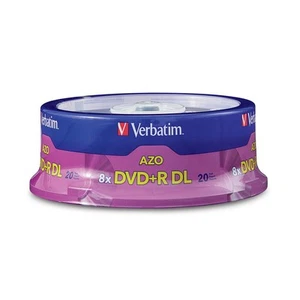 Verbatim 20 Pack DVD R Double Layer Discs 8.5GB 10X Speed Archival Storage - Picture 1 of 7