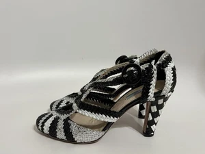 Vintage Prada SS2011 Black & Silver Woven Leather Heels 38 - Bild 1 von 15