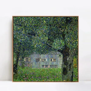 "Casa de lona enmarcada Giclee estampada de Gustav Klimt arte de pared decoración del hogar 24""x24" - Imagen 1 de 8