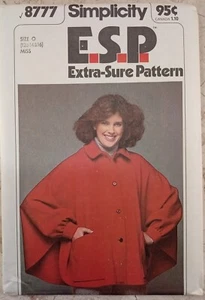 SIMPLICITY ESP 8777 VTG 70s Fashion Sew Pattern UNCUT Poncho coat cuffs 12 14 16 - Picture 1 of 7