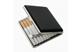 Classic Stainless Steel+Pu Cigar Cigarette Tobacco Case Pocket Pouch Holder Box - Bild 1 von 4