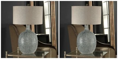 PAR DE LÁMPARAS DE MESA OCEAONNA COSTA PLAYA VIDRIO TEXTURIZADO 30" MÁXIMO 27879 Foto 1 de 4