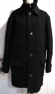 Lauren Ralph Lauren Wool Blend Black Collared Zip & Button Pea Car Coat Medium - Picture 1 of 4