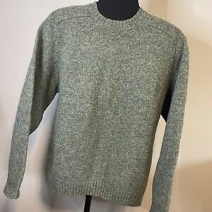 Northern Isles 100% Shetland Wool Sweater Sz Large Olive Green Tweed