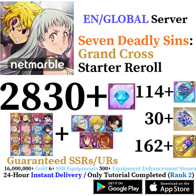 [GLOBAL] [INSTANT] 2830+ Gems + Escanor | Seven Deadly Sins Grand Cross Reroll • 19.49€