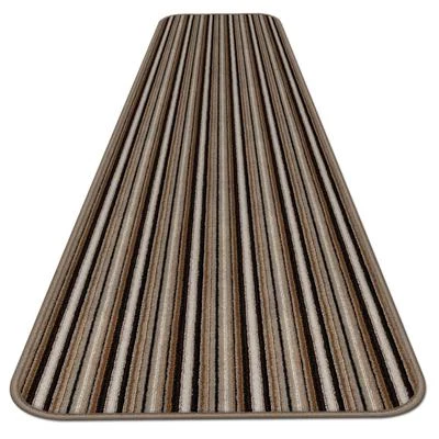 SKID-RESISTANT CARPET RUNNER hall area rug floor mat MOCHA BROWN STRIPE - Image 1 of 4