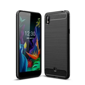 Etui Komórka Ochrona do LG K20 2019 Case Cover Bumper Wygląd włókna węglowego Etui TPU Szary - Zdjęcie 1 z 7