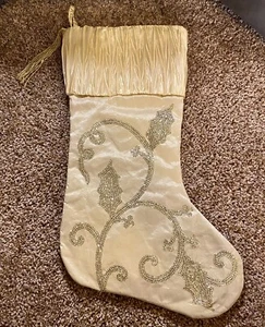 Medias doradas de Navidad con lentejuelas y cuentas parte superior fruncida brillante elegante - Imagen 1 de 5