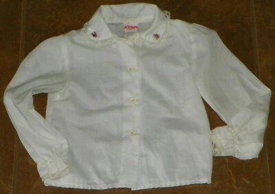 Vintage Girls HICKORY DICKORY White BLOUSE Size 4 Long Sleeves - Image 1 of 4