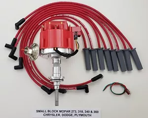MOPAR 318 340 360 RED HEI DISTRIBUTOR +8.5mm SPARK PLUG WIRES USA DODGE CHRYSLER - Picture 1 of 2