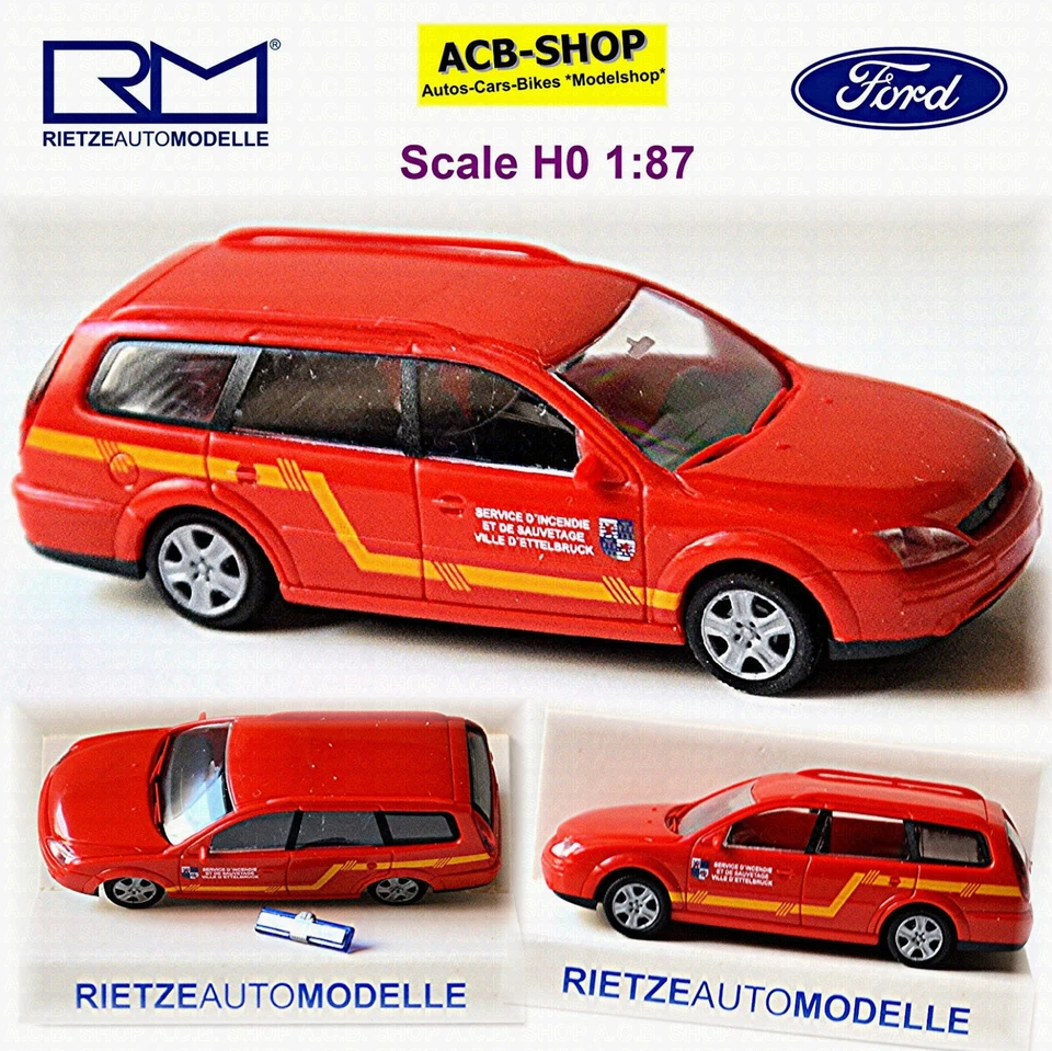 Ford Mondeo Turnier Elw Bomberos Ettelbrueck Luxemburgo Rojo 1:87 Rietze 51137 - Imagen 1 de 4