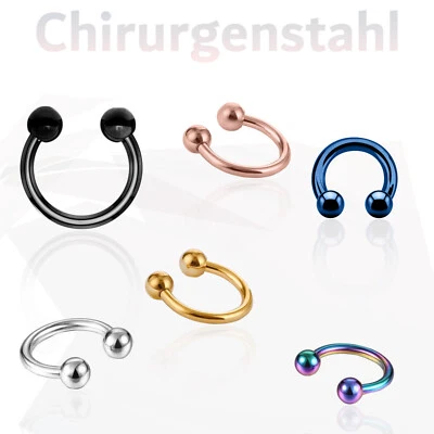 Piercing Septum Augenbraue Ohr Helix Tragus Lippe Nase Hufeisen zwei Kugeln - Bild 1 von 2