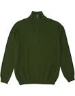 GLENFIELD Mens Zip Neck Jumper Sweater Large Green Wool BF47