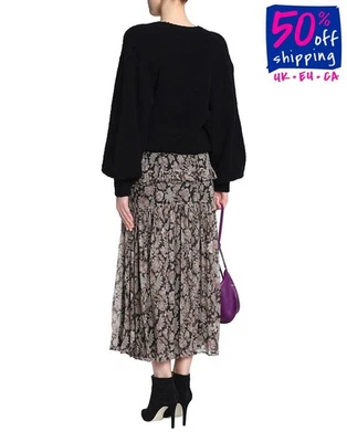 RRP€747 ZIMMERMANN Stranded Fluffy Jumper Size AU1 US6 M Wool Blend Black V-Neck - Image 1 of 4