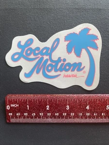 LOCAL MOTION Hawaii Surfboard Blue Pink Neon Clear 80's Vintage Surfing STICKER - Picture 1 of 5