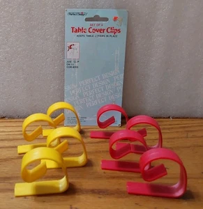 Table Cloth Clips Set 6 Plastic Vintage Yellow Red Picnic Outdoors - Picture 1 of 3