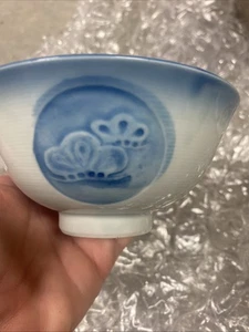 Blue White Footed Porcelain Rice Bowl Butterfly Cherry Blossom Lotus Design - Picture 1 of 14