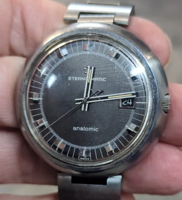 VINTAGE ETERNA-MATIC ANATOMIC AUTOMATIC DATE WATCH – WORKING – SWISS MADE - Image 1 of 4