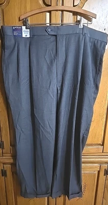 Stafford Performance Pant Men 46 Unfinished Hem Gray Worsted Wool Blend Big Tall - Image 1 of 4
