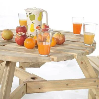 Brentwood Round Picnic Table - Durable Wooden Pub Bench - Image 1 of 4