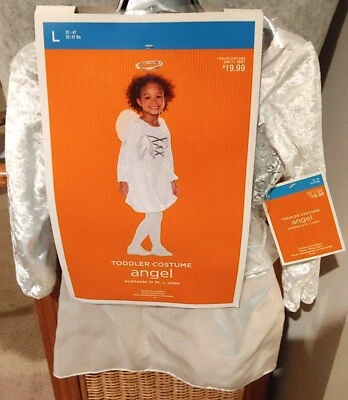 NUEVO CON ETIQUETAS: Disfraz de Halloween ÁNGEL para niños pequeños talla L 3t-4t - Vestido, ala, halo Foto 1 de 3