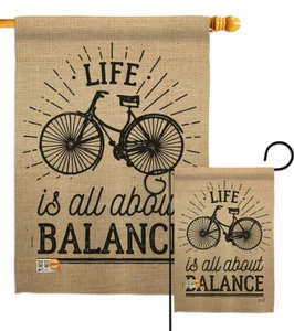 Life Is All About Balance Garden Flag Cycling Sports Decorative Gift Yard Banner - Picture 1 of 17
