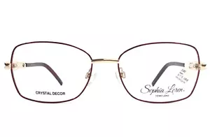 Sophia Loren Eyeglasses Frames M262 077 Burgundy Gold Crystals 54-17-135 - Picture 1 of 13