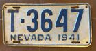 Nevada 1941 TRUCK License Plate # T-3647