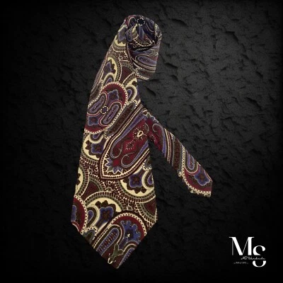 POLO BY RALPH LAUREN Purple Paisley Luxury Silk Tie Made In Canada W:3.75" EX CD - Image 1 of 4