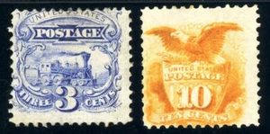 Scott 114 OG MHR, 116 NG FVF US 1869 Pictorial SCV $975 - Picture 1 of 2