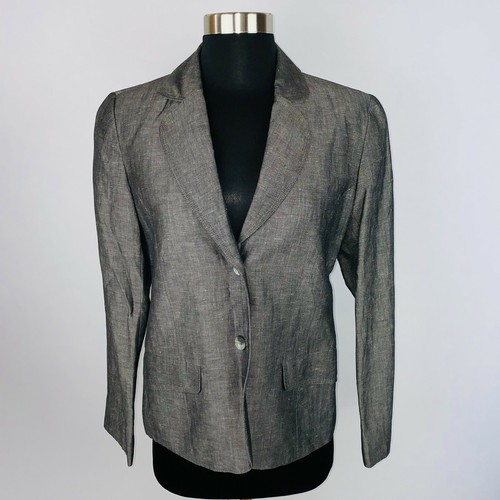 VETEMENTS Chico's Womens 0 XS 4 Gray Blazer Jacket Missing Sleeve Button One Cracked *