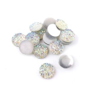 Resin Cabochons White Druzy Coin Calibrated 12mm AB Pack Of 15