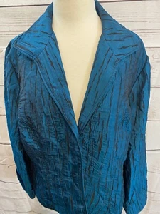 Chico’s Size 3 Open Front Cardigan Long Sleeve Shine Blue Poly EUC - Picture 1 of 8