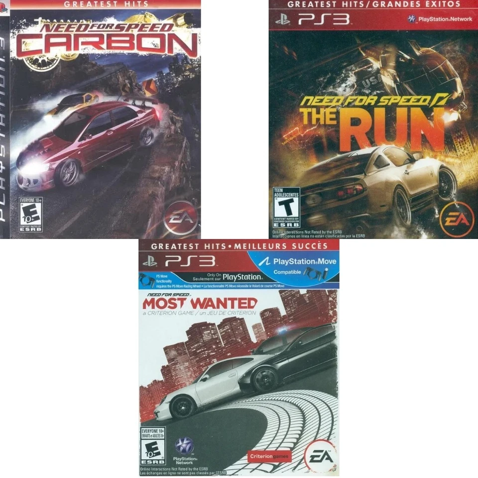 Need for Speed: Carbon + The Run + Most Wanted Greatest Hits PS3 New Game Bundle - Image 1 of 4