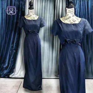 Vintage 90s Old Hollywood Jim Hjelm Formal Navy Blue Maxi Dress,  8 - Bild 1 von 8