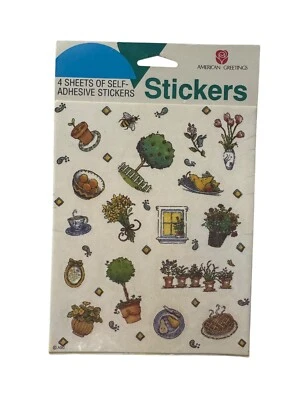 Adesivos vintage americanos saudações primavera jardim maçã laranja flores torta frutas - Imagem 1 de 4