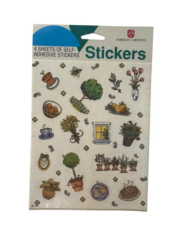 Pegatinas vintage American Greetings primavera jardín manzana naranja flores pastel fruta Foto 1 de 4
