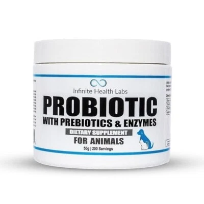 INFINITE HEALTH LABS Probiotic, Prebiotic, Digestive Enzyme Powder for Dogs - 200 Servings