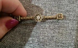 Antique Victorian style bar brooch with tiny diamond - Picture 1 of 4