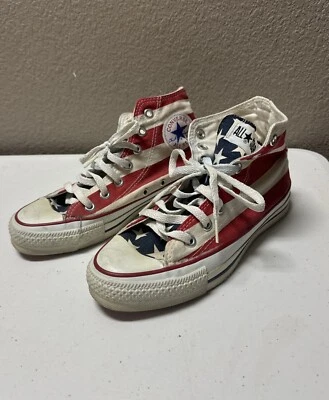 Bandiera americana vintage anni 80 CONVERSE Chuck Taylor made in USA taglia 5 - Immagine 1 di 4