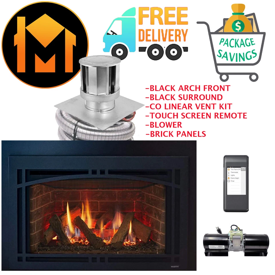 Majestic Ruby 30" Medium Natural Gas Insert Fireplace RUBY30IN W Remote & Blower