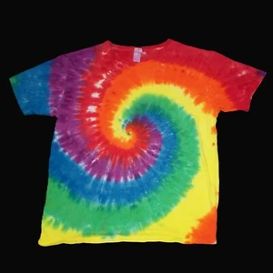 Organic Tie Dye Child T-Shirt Large 12 Rainbow Spiral Hippie Tye Dyed Fair Trade - Picture 1 of 1