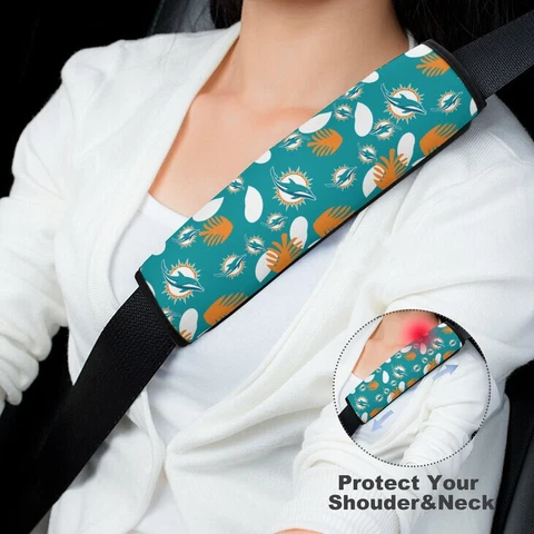 Miami Dolphins 2pcs Car Seat Belt Pad Printed Shoulder Pad Cover Universal Cover