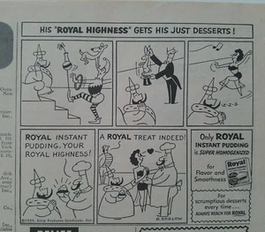 1955 Royal pudding pie filling O. Otto Soglow royal highness vintage art ad - Picture 1 of 1