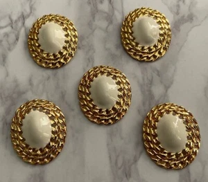 5 Gold Tone Enamel Metal Shank 1-1/4" Buttons 123-14 - Picture 1 of 7