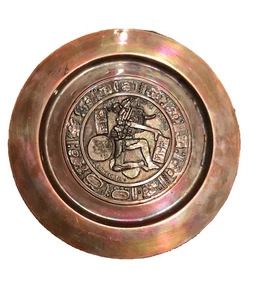 Vintage - Azteca Juego De Pelota Chincultic Mayan Ball Player Copper Plate 11 in - Picture 1 of 3