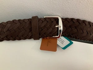 LORO PIANA HERREN BRAUN GEFLOCHTEN VELOURSLEDER KALBSLEDER GÜRTEL GR 105 (42) NEU HERGESTELLT IN ITALIEN - Bild 1 von 11