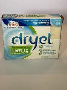 DRYEL At Home Dry Cleaning Cloth Refill ULTRA Cleaning Clean Breeze Scent 6 Pack - Picture 1 of 6